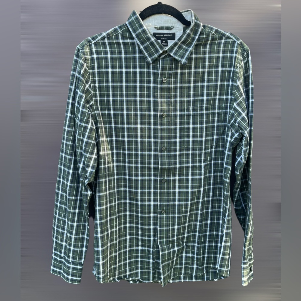 👔 2 FOR $20 👔 Banana Republic Green Men’s Dress Shirt - Slim Fit